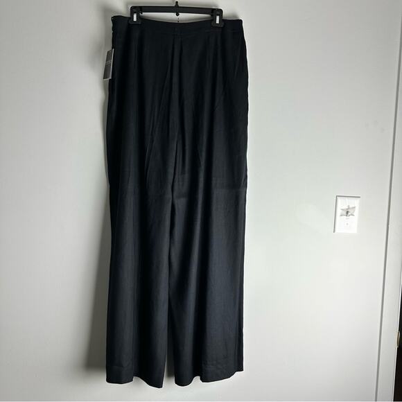 New Ralph Lauren Black Trouser Pants Wide Leg Linen Pleated Front Pockets 12 - Picture 5 of 15
